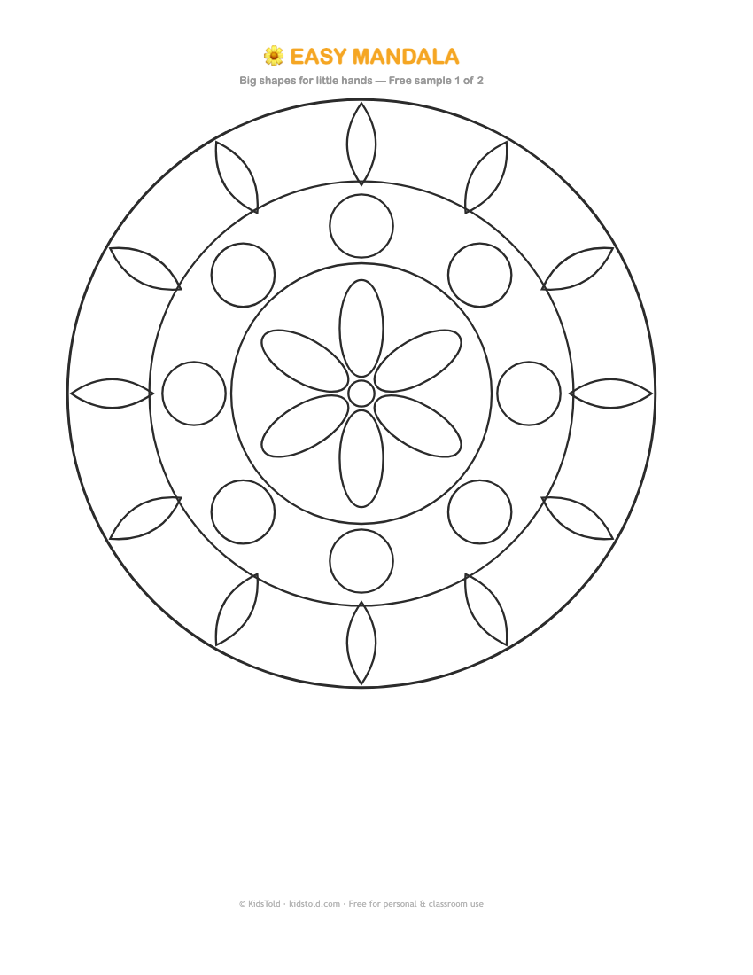 Free printable easy mandala coloring page PDF