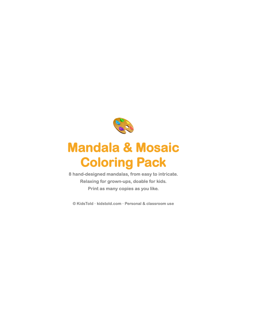 Printable mandala and mosaic coloring pack PDF